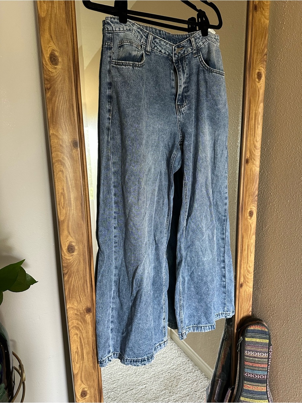 SHEIN Washed Blue Wide-Leg Jeans